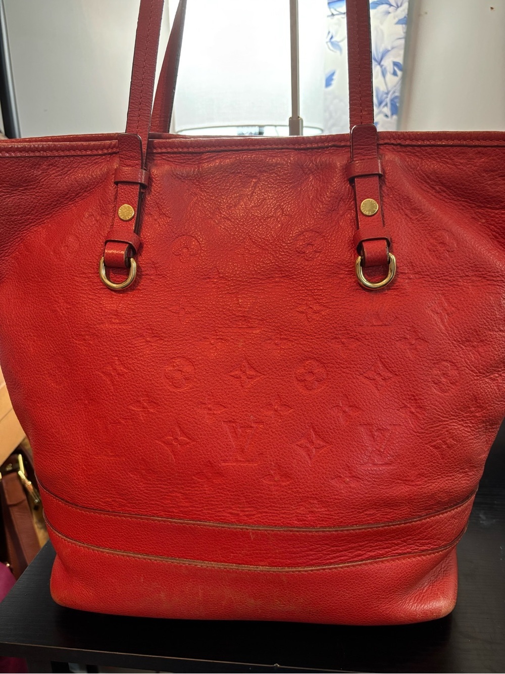 Auth Louis Vuitton Citadine PM Monogram Empreinte Leather Tote Bag Red Orient - Picture 7 of 16